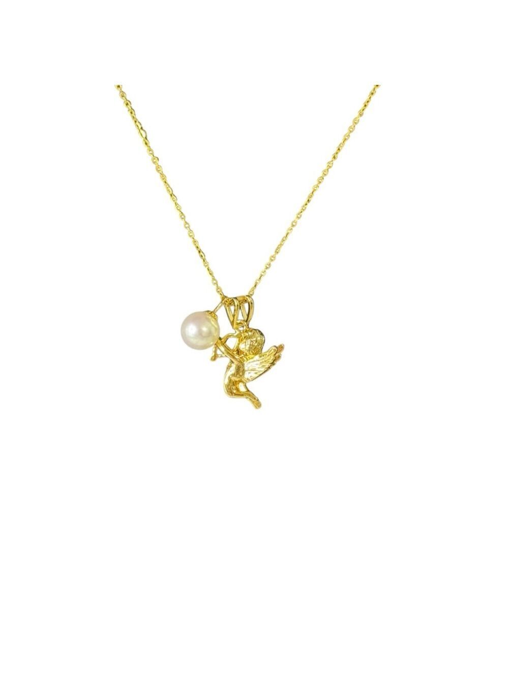 Women's Unbranded Gold Tone Cupid Pearl Necklace One Size